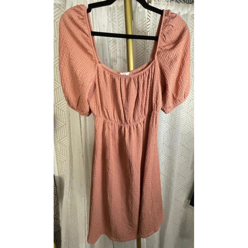 Primark Cares Women's Orangish Smocked Puff Sleeves Sz 4 Casual Cottagecore
